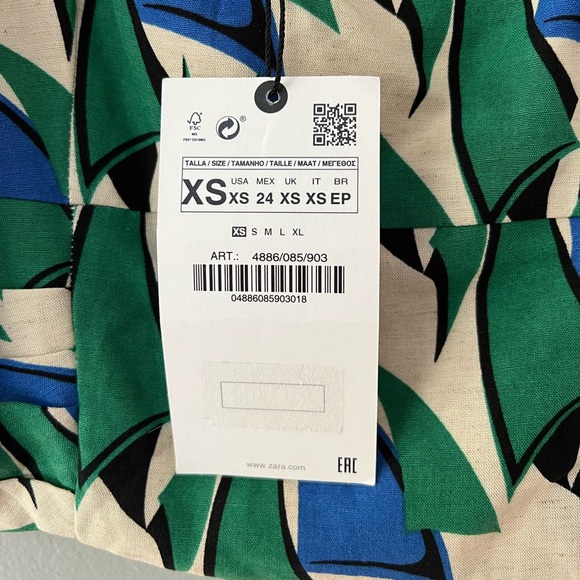 NWT Zara Linen Blend Printed Bustier Crop Top - Picture 7 of 7